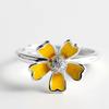 Anillo de Flor de Bosque Estilo Coreano Moda Trendy Resina Rosa Flor de Cinco Pétalos Zircón Anillo Abierto Joyería