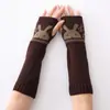 Guantes de Lana Sin Dedos Cabeza de Conejo G-6 Transfronterizos Otoño e Invierno Nuevos Calientes para Escribir Moda Mangas para Brazos para Hombres y Mujeres Mangas Tejidas