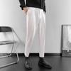 Pantalones de traje con velcro para hombre, estilo occidental, ajustados, combinables, tipo harén, holgados, estilo coreano, ajustados y casuales.