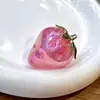 Acessórios DIY Joias Pingente de Morango de Liga 3D Acrílico Galvanizado Pingente de Chaveiro de Fruta Charme Acessório