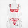 Amazon ins Net vermelho europeu e americano feminino anel de aço sexy malha perspectiva renda conjunto de roupa íntima 5936 geração local