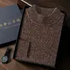 Suéter de Caxemira Novo Outono e Inverno Masculino Gola Alta Meia Sete Agulhas Engrossado Suéter Pulôver Casual de Negócios Suéter Interno de Malha de Caxemira