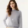 Nueva camiseta base de punto de cachemira para otoño e invierno, jersey de color liso, suave y simple, cuello semi-alto, elegante y engrosada para mujer