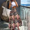 Aliexpress Amazon Europeo y Americano 2025 Verano Nuevo Falda Estampada para Mujer Falda Larga de Playa de Vacaciones Falda Amplia Grande