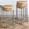 Taburete redondo de madera maciza, taburete de acero inoxidable, juego apilable de taburetes, silla de hierro forjado, taburete grueso para mesa de comedor en casa, taburete de plástico