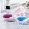 Cepillo de champú de silicona transparente masajeador de cuero cabelludo cepillo de champú limpiador grande redondo dientes cortos masajeador peine de silicona venta al por mayor