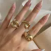 Joyería Transfronteriza Europea y Americana Tendencia de Moda Diseño Geométrico Anillo Curvado Anillo Brillante Anillo Abierto Exagerado