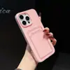 Adecuado para iPhone 17 Pro Max Funda de Gel con Porta Tarjetas Color Caramelo Apple 16 Inserción de Tarjeta Anti-Caída 15 Funda Protectora