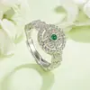 Anillo Trenzado de Encaje de Jade Hetian, Jade de Imitación, Diseño de Nicho de Lujo Ligero para Mujer, Moda de Gama Alta, Anillo Abierto Ajustable para el Dedo Índice