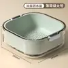 Bacia para Lavar Legumes com Cesta Drenante para Cozinha e Sala de Estar, Cesta Simples de Plástico de Camada Dupla para Lavar Frutas