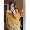 Top de mohair hueco de punto con cuello en V y manga larga para mujer, novedad de otoño 2026, conjunto de dos piezas de cárdigan de punto trenzado de otoño