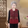 Colete de outono para mãe, novo colete estilo chinês para mulheres de meia-idade e idosas, peça de outer wear para primavera e outono com design abotoado, colete estiloso para senhoras idosas