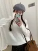 Suéter de Gola Alta Estilo Coreano Estilo Preguiçoso Cor Doce Huang Zheng para Mulheres Outono e Inverno Aconchegante Camada Interna Base Malha Top 541070