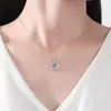 Estilo Coreano Nuevo Diseño de Nicho Traje Corazón del Mar Collar con Colgante de Corazón de Cristal Azul Pulsera de Amor con Circonitas para Mujer Joyería
