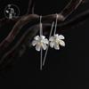 Aretes de plata esterlina 925 diseño Chiang Mai aretes de flor originales aretes de Loto cepillados aretes de gancho para la oreja aretes de Loto