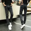 Pantalones vaqueros para hombre, de marca, de moda de primavera y otoño, elásticos, ajustados, para pies, 2022, negros, de moda, para otoño.