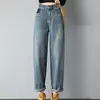 Jeans Harem Vintage para Mujer, Nuevo Estilo Otoño, Cuerpo en Forma de Pera, Cintura Alta, Tallas Grandes, Corte Holgado, Adelgazante, Pantalones Dad Color Block