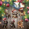 Decorações de Natal para Cachorros de Madeira Transfronteiriças Decorações Penduradas para Feriados Presentes de Natal Várias Raças de Cachorros Pingentes Decorativos