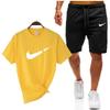 Traje deportivo informal de manga corta con camiseta de manga corta y parte superior de algodón para hombre de verano transfronterizo en stock
