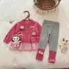 Ropa Dulce para Niños Pequeños Estilo Otoño para Niñas Dulce Hermoso Estilo de Moda para Bebés Lindo Cárdigan con Encaje Suéter Pantalones Versátiles