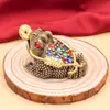 Adorno Dorado de Sapo de Tres Patas Hueco, Sapo Mordedor de Dinero Pixiu Vintage, Decoración del Hogar, Mascota de Té, Adorno de Escritorio que Atrae la Riqueza
