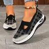 Zapatos de Verano Nuevos para Mujer sin Cordones con Suelas Suaves, Zapatos Cómodos para Mamá, Zapatos de Mujer Transpirables de Tejido Fly-Knit, Zapatos Casuales Versátiles de Cuadros
