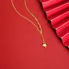Collar de oro de arena de Vietnam diseño de lujo ligero cadena de clavícula con borla de amor de cuentas personalidad para mucho tiempo no se desvanece suministro de joyería