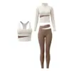 Chamarra de yoga de dos tonos con cuello alto y cierre para mujer, corte ajustado, manga larga, secado rápido, adecuada para fitness, correr y deportes