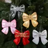 2026 Nuevo Colgante de Lazo Navideño de PC Electroplateado Decoración de Escena Navideña Adorno de Lazo con Lentejuelas