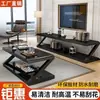 Gabinete de TV para Sala de Estar Vidro Temperado Gabinete de Sala de Estar Mesa de Centro Simples Moderna Combinação de Gabinete de TV Mesa de Centro Pintura de Ferro