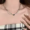 Collar Negro de Mariposa Doble Capa Estilo Gótico Oscuro para Mujer, Cadena para Clavícula con Sentido de Diseño, Accesorio de Nicho de Lujo Ligero, Cadena para Suéter