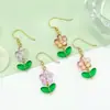 Brincos em Forma de Flor de Ameixeira, Ganchos de Orelha de Folha Frescos e Simples, Brincos Versáteis para Meninas, Disponíveis em Várias Cores