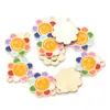 Colgante de Gota de Aceite de Girasol Sonriente de Colores del Arcoíris Accesorios de Joyería de Aleación para Manualidades Colgante de Collar Pulsera Venta Caliente Transfronteriza