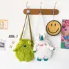 Bolso Cruzado Estudiante Soft Girl Personalidad Linda Linda Divertida Monstruo Estereoscópico Bordado de Felpa Bolso de Hombro