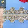 Tiras de Lantejoulas com Fio Dourado Pérolas Solúveis em Água Renda Acabamento 13,5cm Acessórios Adornos para Saia Lolita Hanfu Estilo Étnico