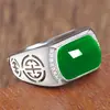 Anillo Abierto Yihua Jasper Silla Anillo Anillo Anillo con Jade Esmeralda Esmeralda Estampado Anillo Estilo Étnico