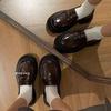 Sapatos de couro pretos estilo coreano, plataforma grossa feminina, estilo japonês, novos mocassins sem cadarço, sapatos Mary Jane, 2023