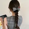 Lazo grande de tela a cuadros para el pelo para niñas, dulce y versátil, adecuado para coletas y moños, goma para el pelo