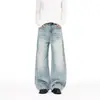 Maple House Roupa Masculina / Jeans Retro Americano Bigode de Gato Faca Curva, Unissex Calça Jeans de Corte Reto Caimento Solto Tendência Casual Perna Larga
