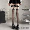 Medias hasta la rodilla, medias de rejilla jk, tirantes, calcetines de encaje con lazo, medias negras con aro para mujer, medias de tubo alto