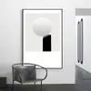 Pintura Decorativa Geométrica Moderna Simple Nórdica en Blanco y Negro Entrada Piso Sala de Estar Comedor Oficina Nicho Estilo Industrial Pintura Colgante