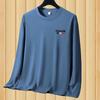 Nueva Camiseta de Manga Larga para Hombre de Primavera y Otoño, Nueva Tendencia Casual Ajustada de Talla Grande, Camiseta Básica Versátil de Cuello Redondo para Hombre