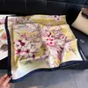 Elegante Bufanda de Seda para Mujer con Estampado Floral de Seda Artificial, Chal de Alta Gama, Pañuelo para el Cuello con Protección Solar, Pañuelo para la Cabeza, Bufanda