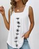 2023 Nuevo Estilo Wish Amazon Estilo Europeo y Americano Chaleco Camiseta sin Mangas de Cuello Cuadrado Plisado Cola de Golondrina Comercio Exterior Versátil Casual para Mujer