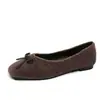 2026 Nuevos Zapatos Planos Negros de Mocasín con Lazo Grande de Comercio Exterior Transfronterizo Zapatos Planos Bajos Retro Franceses de Punta Cuadrada