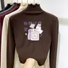 Ropa Nueva de Otoño e Invierno para Niñas, Camiseta Base de Manga Larga para Niños con Cuello Semi-Alto y Borde de Oreja de Felpa, Top Elegante para Llevar por Debajo