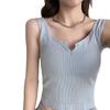 Camisola francesa con cuello en V para mujer, de una pieza, para chica sexy, ropa exterior, chaleco deportivo, combina con todo, espalda de belleza para mujer