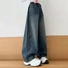 Calça Jeans Reta Feminina Primavera 2026 Novo Estilo Calças Estilosas Infantis para Meninas Crianças Maiores Calças de Perna Larga Tendência