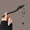 Horquilla con borla de estilo antiguo para mujer, horquilla de alta gama de estilo chino, horquilla de ébano negro, accesorio para el cabello moderno y sencillo