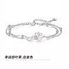 Pulsera de Trébol de Cuatro Hojas de Plata Esterlina 925 para Niñas Brazalete de Diseño Pequeño 2023 Nuevo Cadena Regalo de San Valentín para Novia